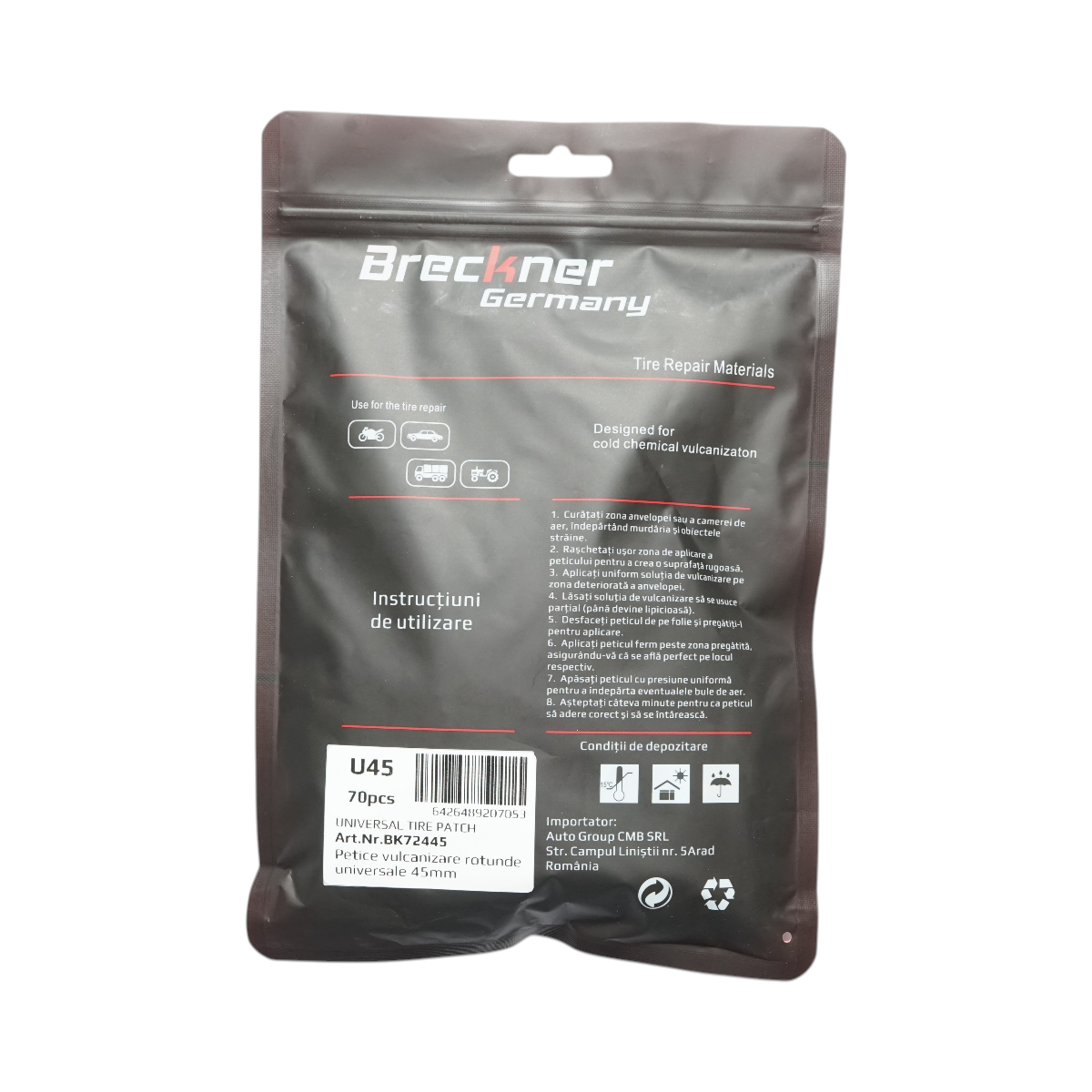 Petice vulcanizare rotunde 45mm BU-00 pentru camere de aer Breckner Germany