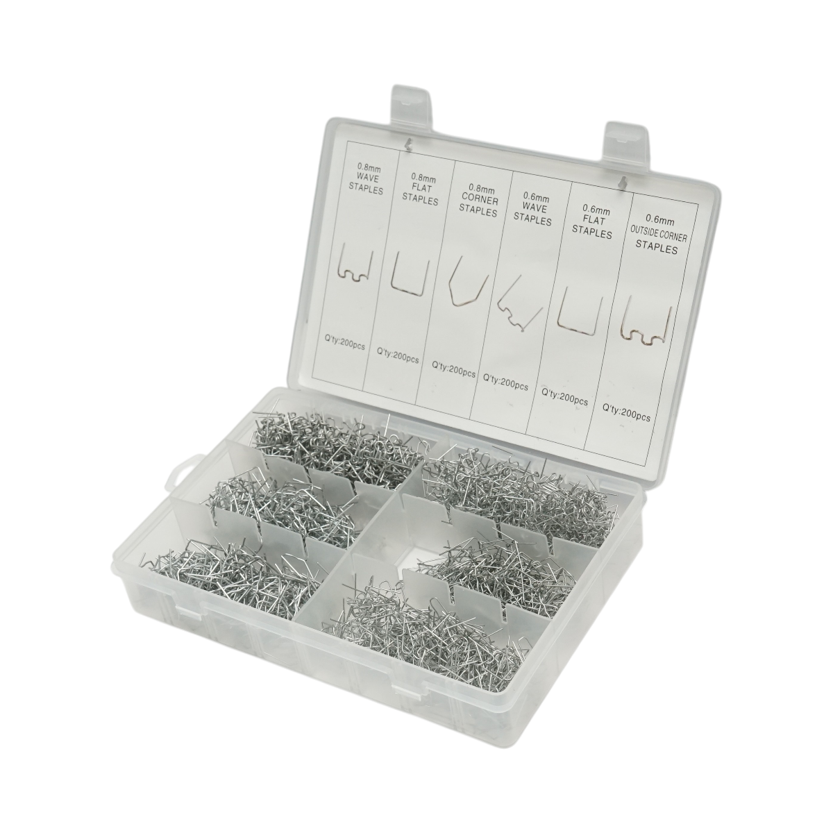 Trusa capse pentru pistol lipit plastic, 1200 piese