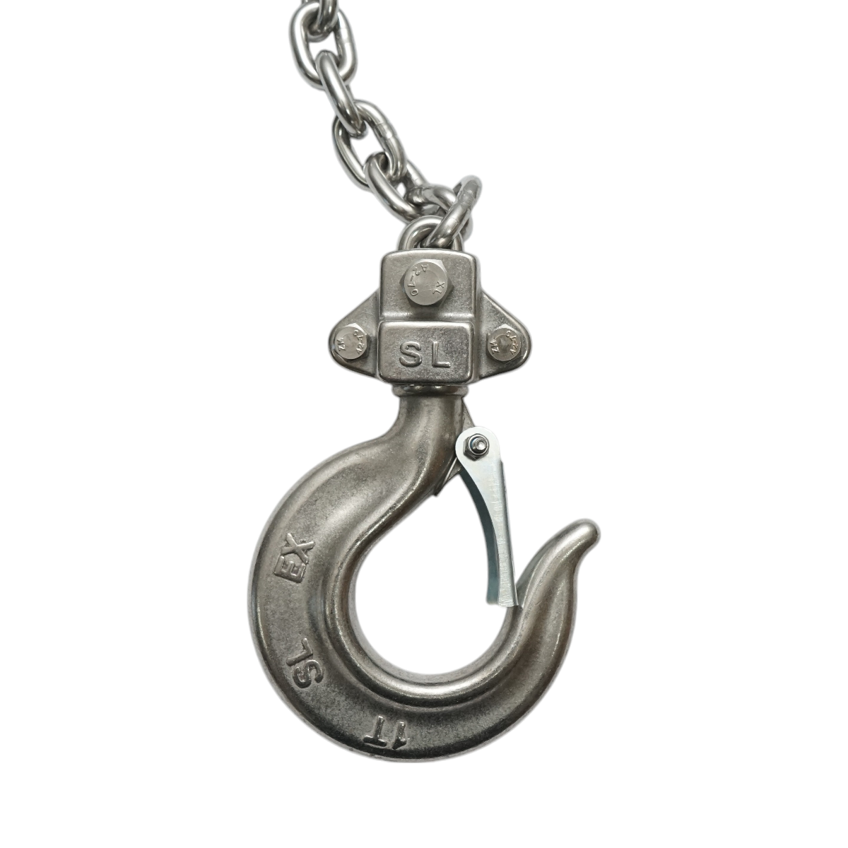 Palan manual inox Breckner Germany cu lant 3 m, sarcina maxima 1000 kg, carlig cu siguranta, lant otel aliat 20Mn2, carlig bronz de aluminiu