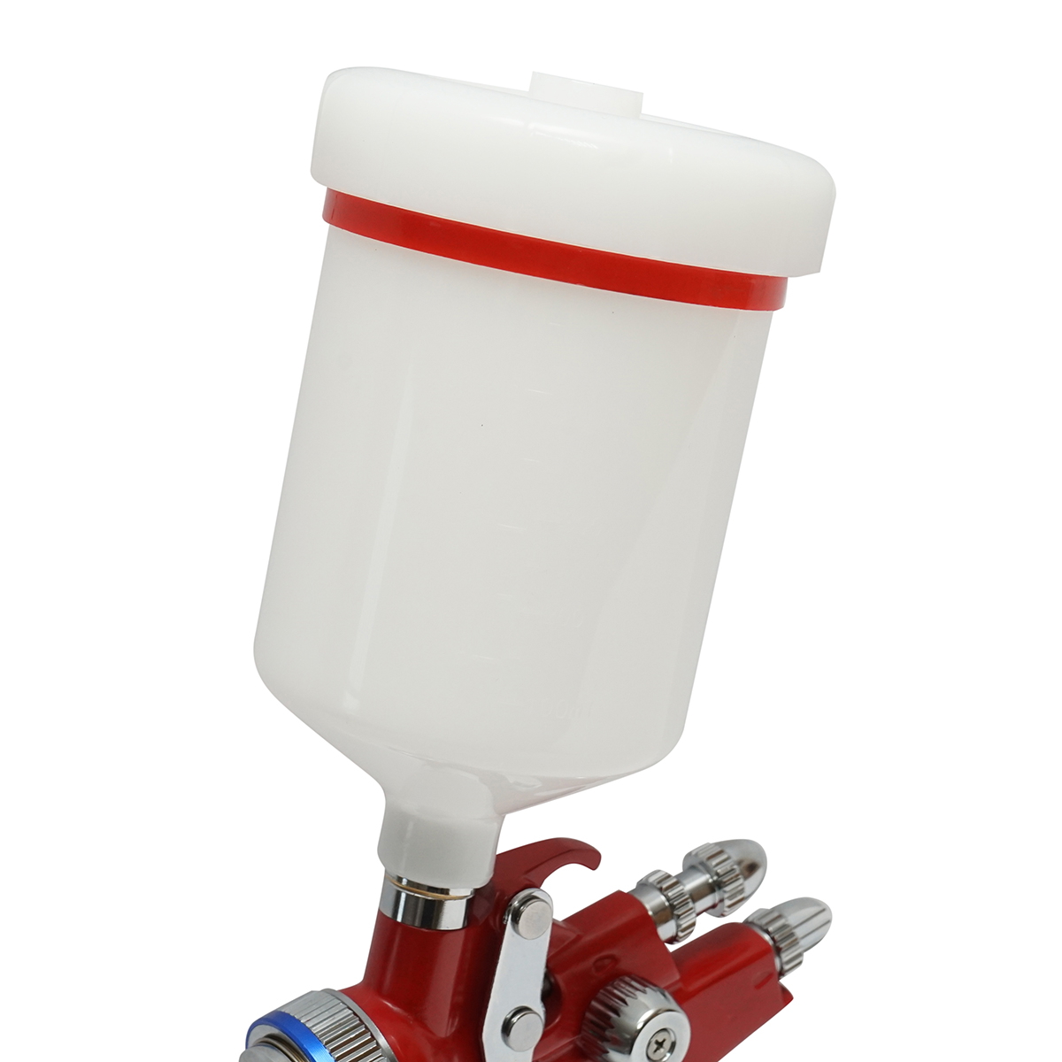 Pistol de vopsit cu aer comprimat, rezervor plastic 500 ml, duza 1.3 mm, debit 140-180 ml/min, presiune 2-4 bar, consum aer 280 l/min, jet 220-270 mm, racord 1/4