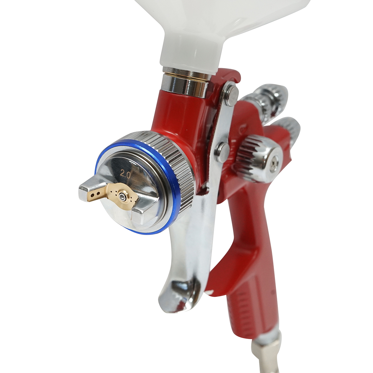 Pistol de vopsit cu aer comprimat, rezervor plastic 500 ml, duza 2 mm, debit 220-300 ml/min, presiune 2-4 bar, consum aer 280 l/min, latime jet 220-270 mm, racord 1/4