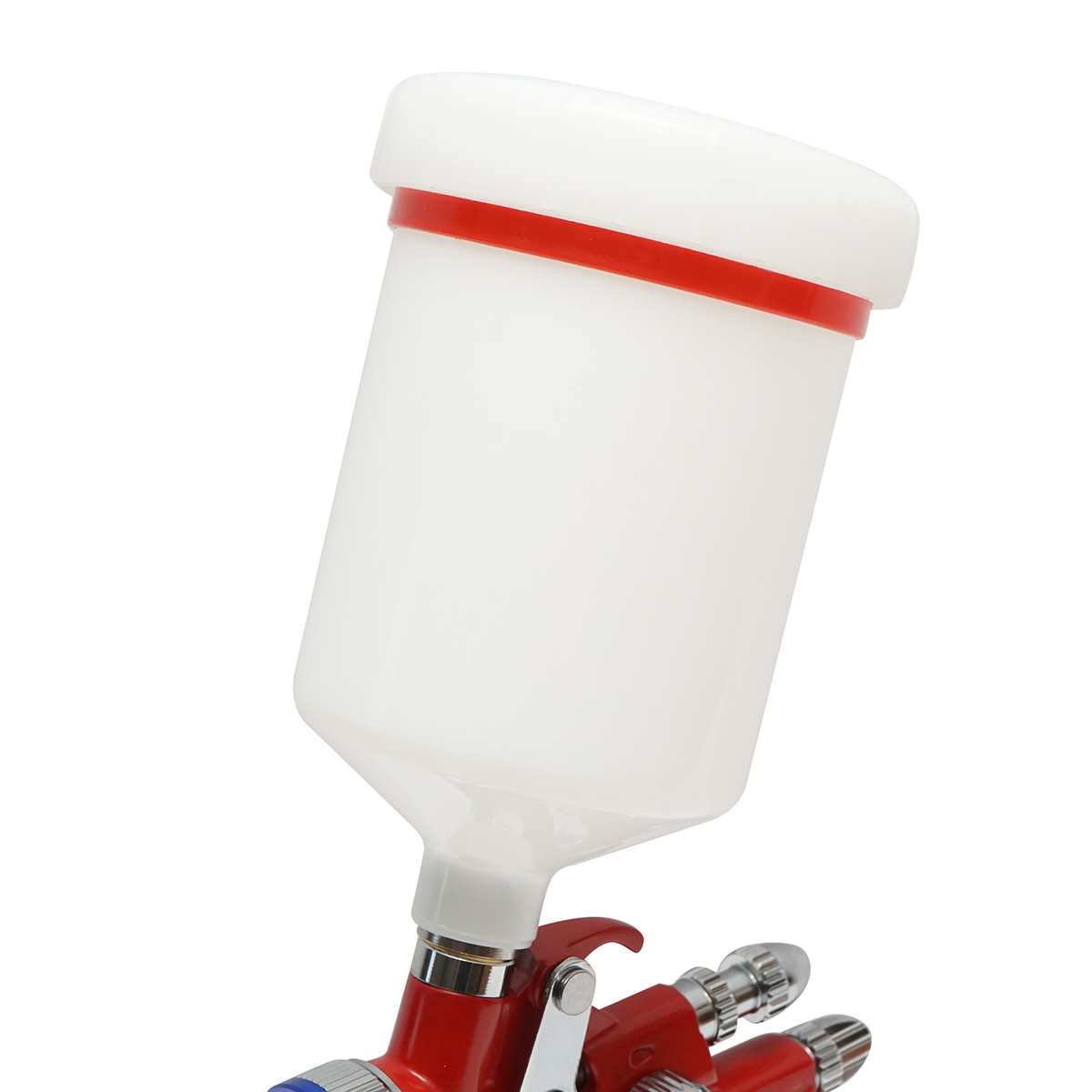 Pistol de vopsit cu aer comprimat, rezervor plastic 500 ml, duza 2 mm, debit 220-300 ml/min, presiune 2-4 bar, consum aer 280 l/min, latime jet 220-270 mm, racord 1/4