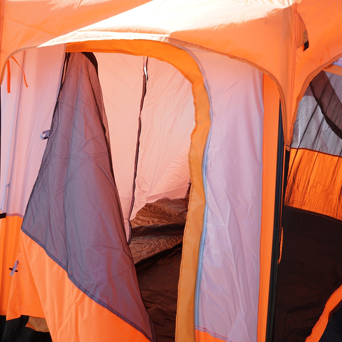 Cort camping 2-4 persoane cu terasa frontala acoperita, impermeabil, protectie UV, plasa anti-insecte, 330x210x180 cm