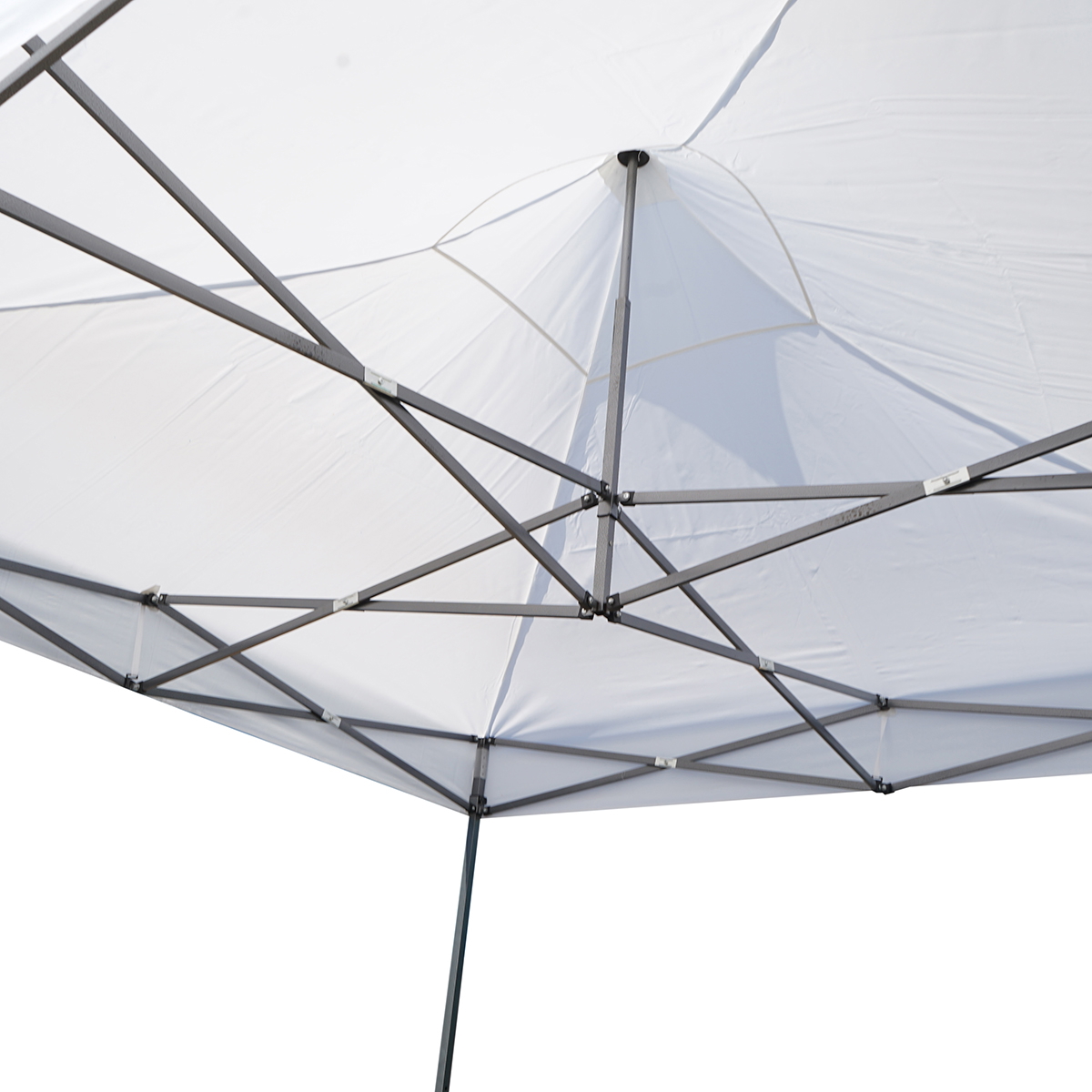 Cort tip pavilion pliabil 3m x 3m alb Breckner Germany, cadru metalic vopsit electrostatic, acoperis poliester impermeabil, inaltime reglabila, pliere tip acordeon