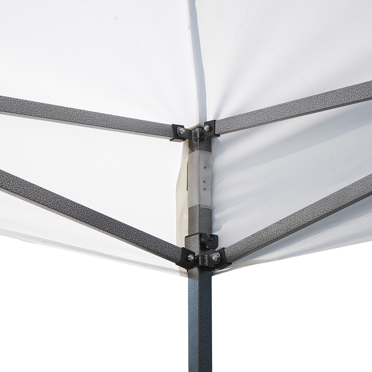 Cort tip pavilion pliabil 3m x 3m alb Breckner Germany, cadru metalic vopsit electrostatic, acoperis poliester impermeabil, inaltime reglabila, pliere tip acordeon