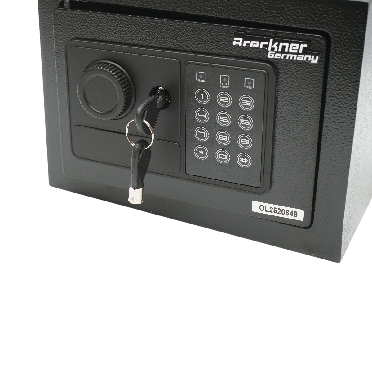 Seif mobila Breckner Germany cu inchidere electronica si 2 chei, 230x170x170 mm, baterie 4 x AA, accesorii fixare 2 buc.