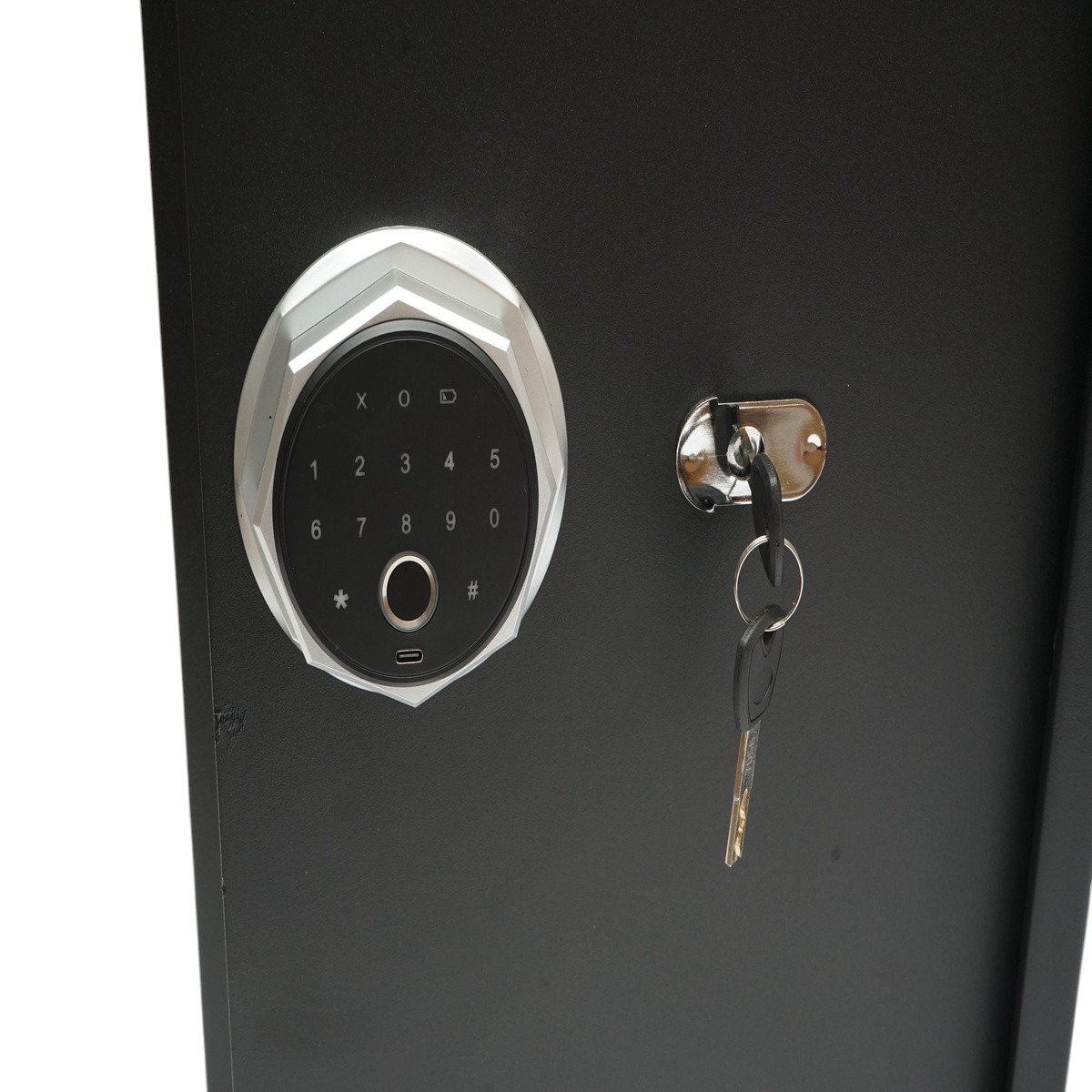 Seif mobila cu amprenta, alarma, inchidere electronica si 2 chei, 500x350x310 mm, baterie 4 x AA, accesorii fixare 4 buc. Breckner Germany