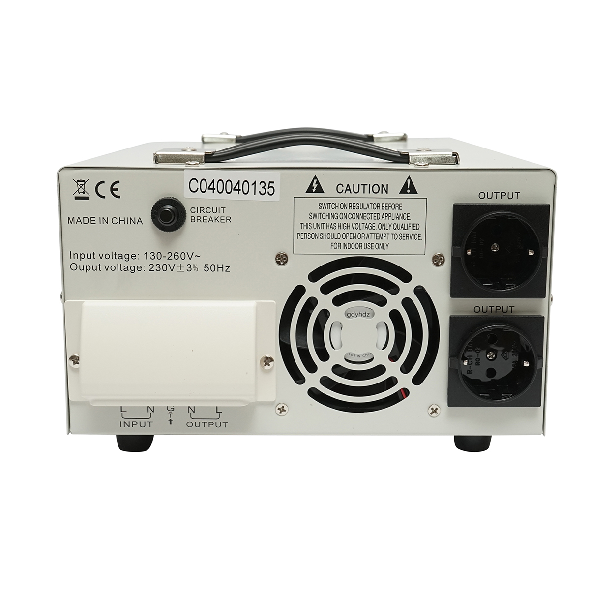 Stabilizator automat de tensiune 5000VA cu servomotor monofazat, 2 prize schuko 230V, afisaj LCD Breckner Germany