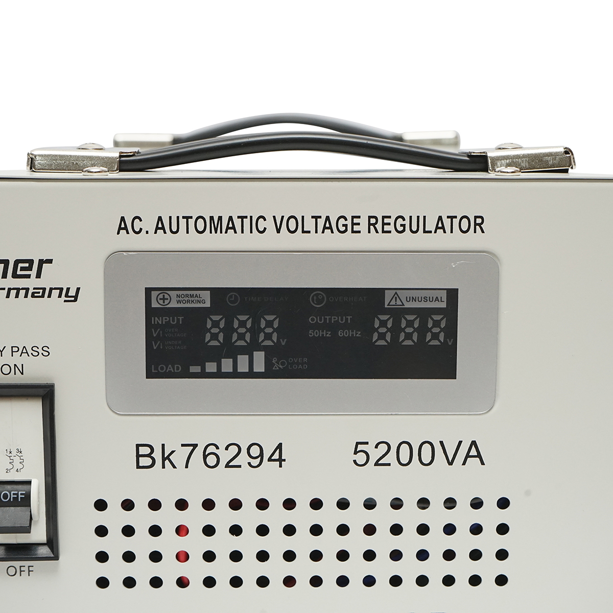 Stabilizator automat de tensiune 5000VA cu servomotor monofazat, 2 prize schuko 230V, afisaj LCD Breckner Germany