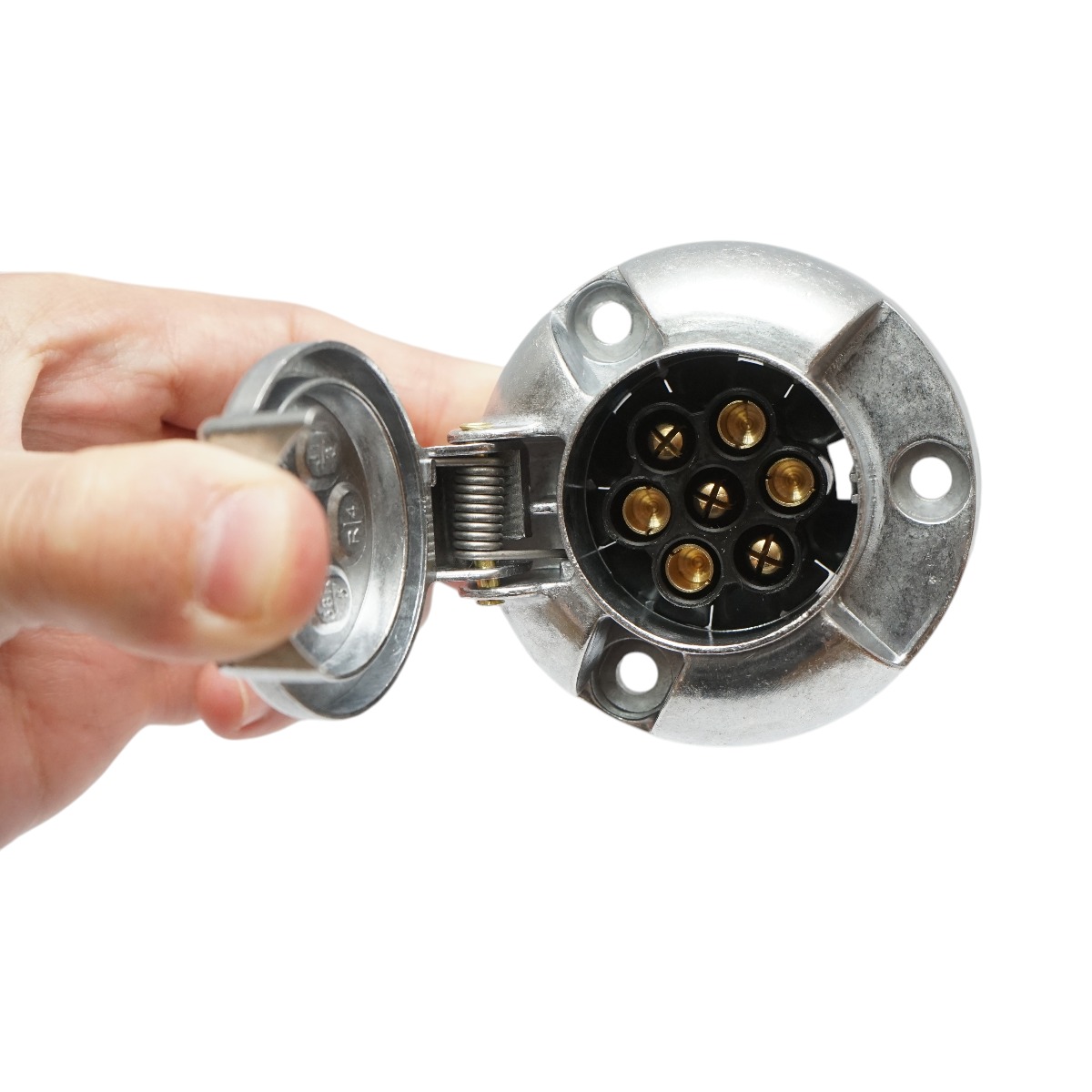 Priza remorca John Deere 12V, 7 pini, cod OEM AZ13378, TM3004C Breckner Germany, compatibila cu Seria 5E-5303/5310/5403, 7R, 8R, 9RX si modele 1026R-6125E, 6610-9900, XUV