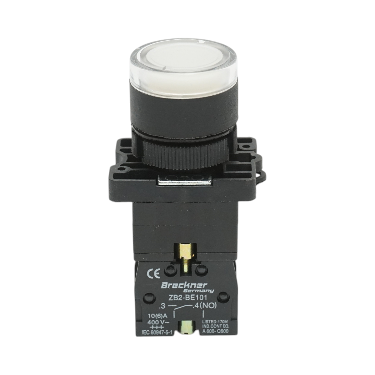 Buton indicator LED alb cu rezistenta integrata 1NO, 220V, LAY5 Breckner Germany