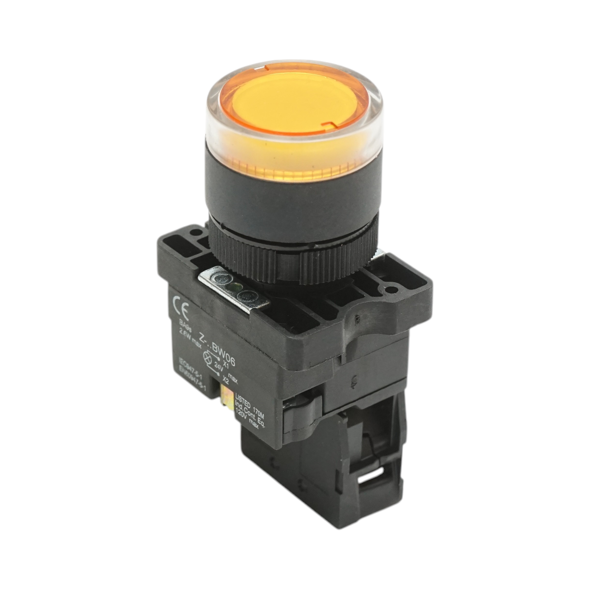 Buton indicator LED galben cu rezistenta integrata 1NO, 24V LAY5 Breckner Germany