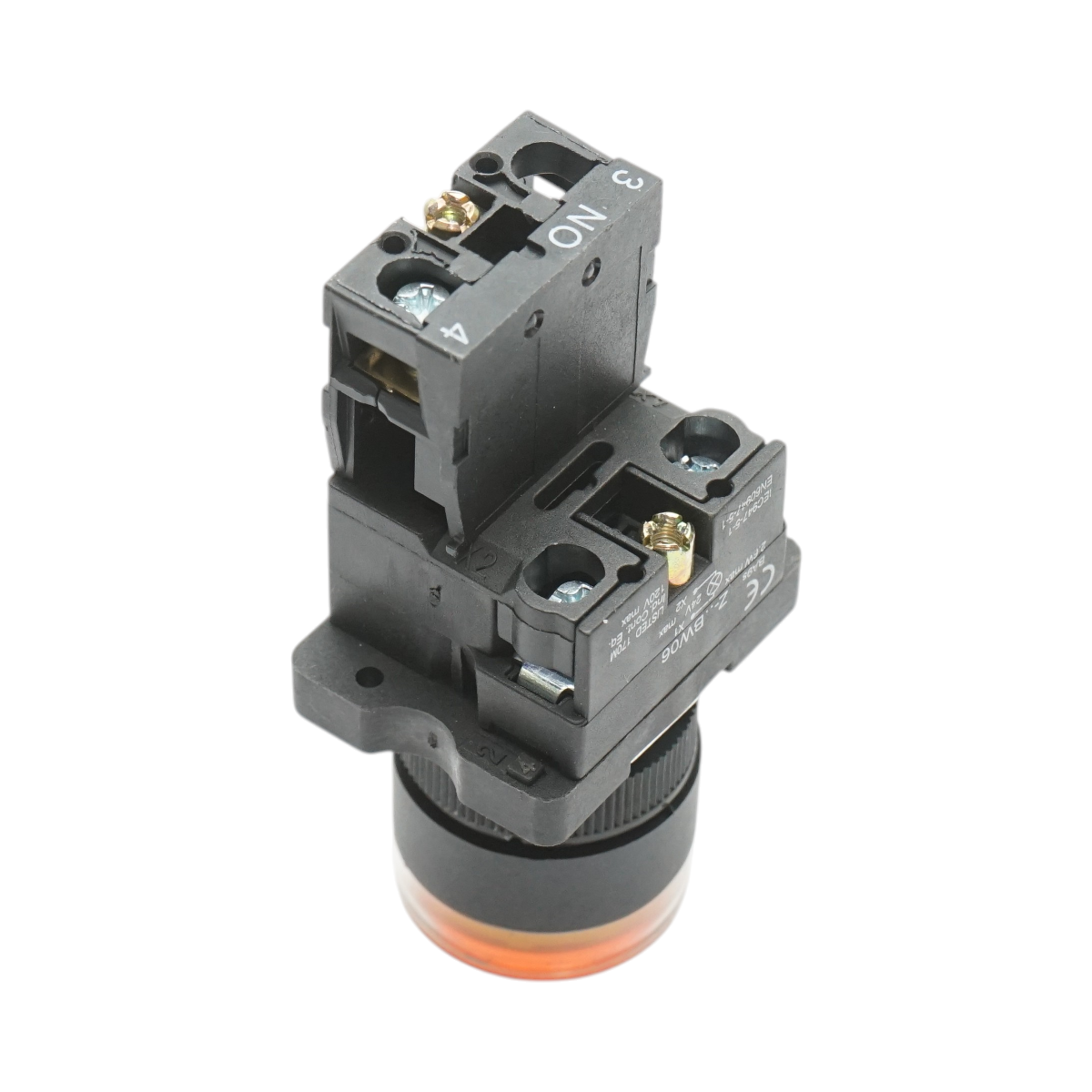 Buton indicator LED galben cu rezistenta integrata 1NO, 24V LAY5 Breckner Germany