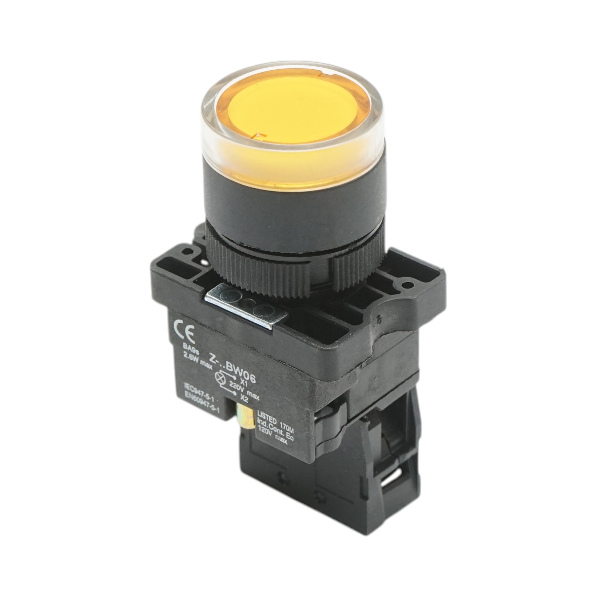 Buton indicator LED galben cu rezistenta integrata 1NO, 220V, LAY5 Breckner Germany