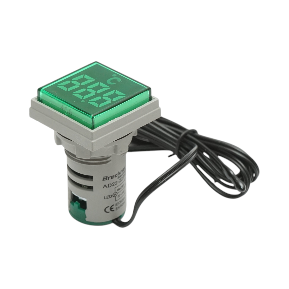 Indicator digital temperatura cu sonda LED verde 220V/380V AC ?� 22mm Breckner Germany