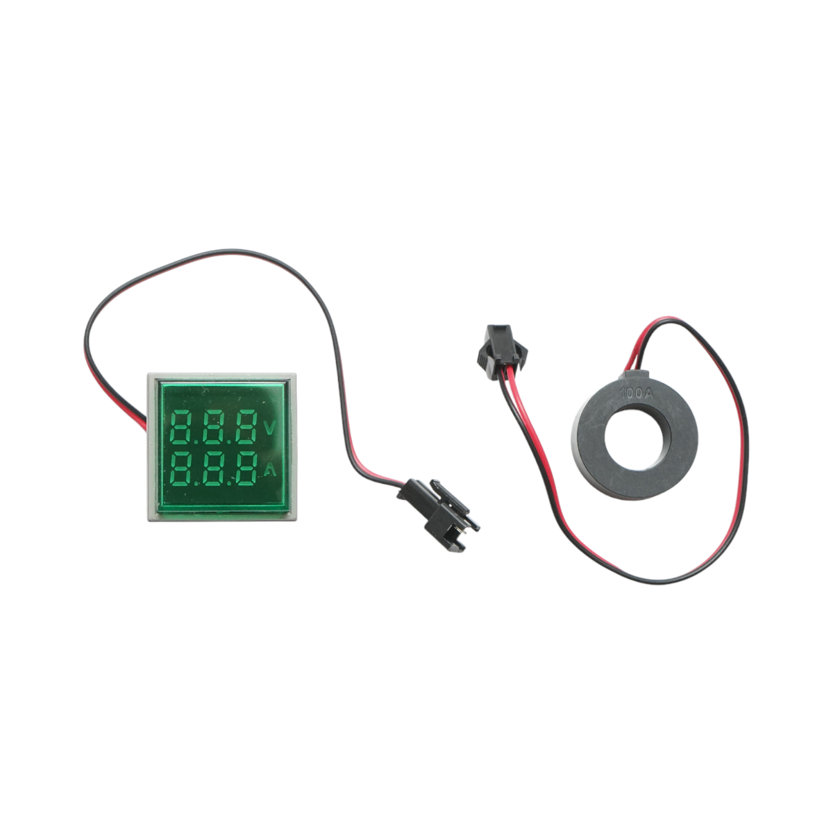 Indicator digital ampermetru si voltmetru LED alb 0-100A/50-500V AC ?� 22mm Breckner Germany
