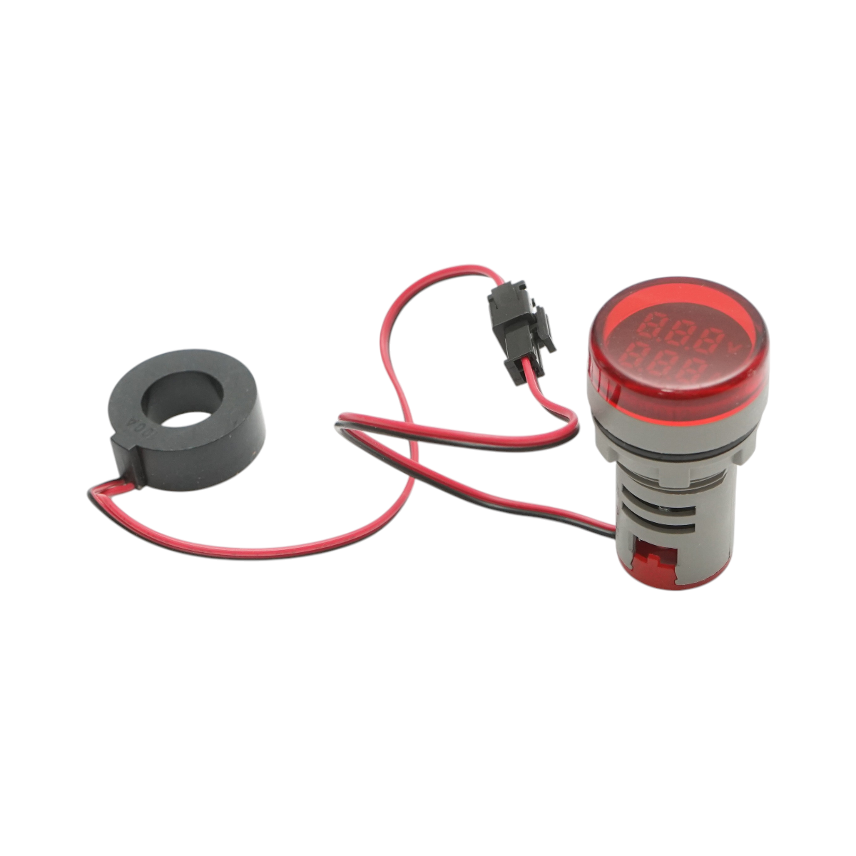 Indicator digital ampermetru si voltmetru LED rosu 0-100A/50-500V AC ?� 22mm Breckner Germany