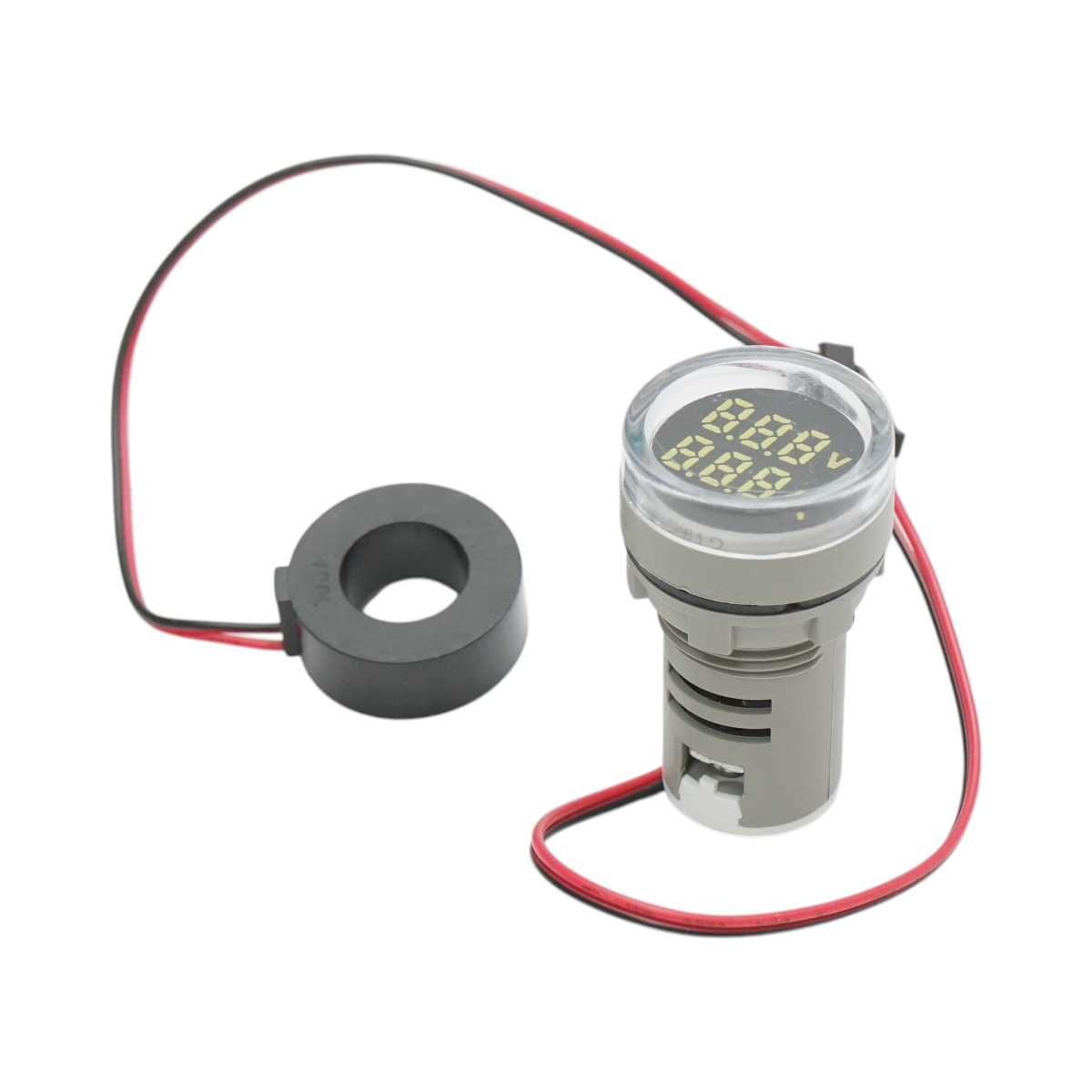 Indicator digital ampermetru si voltmetru LED alb 0-100A/50-500V AC ?� 22mm Breckner Germany