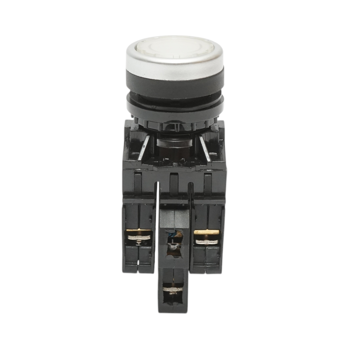 Buton comanda iluminat LED 24V AC/DC alb cu revenire 1NO+1NC, 10A/600V AC, 1A/250V DC LA42 Breckner Germany