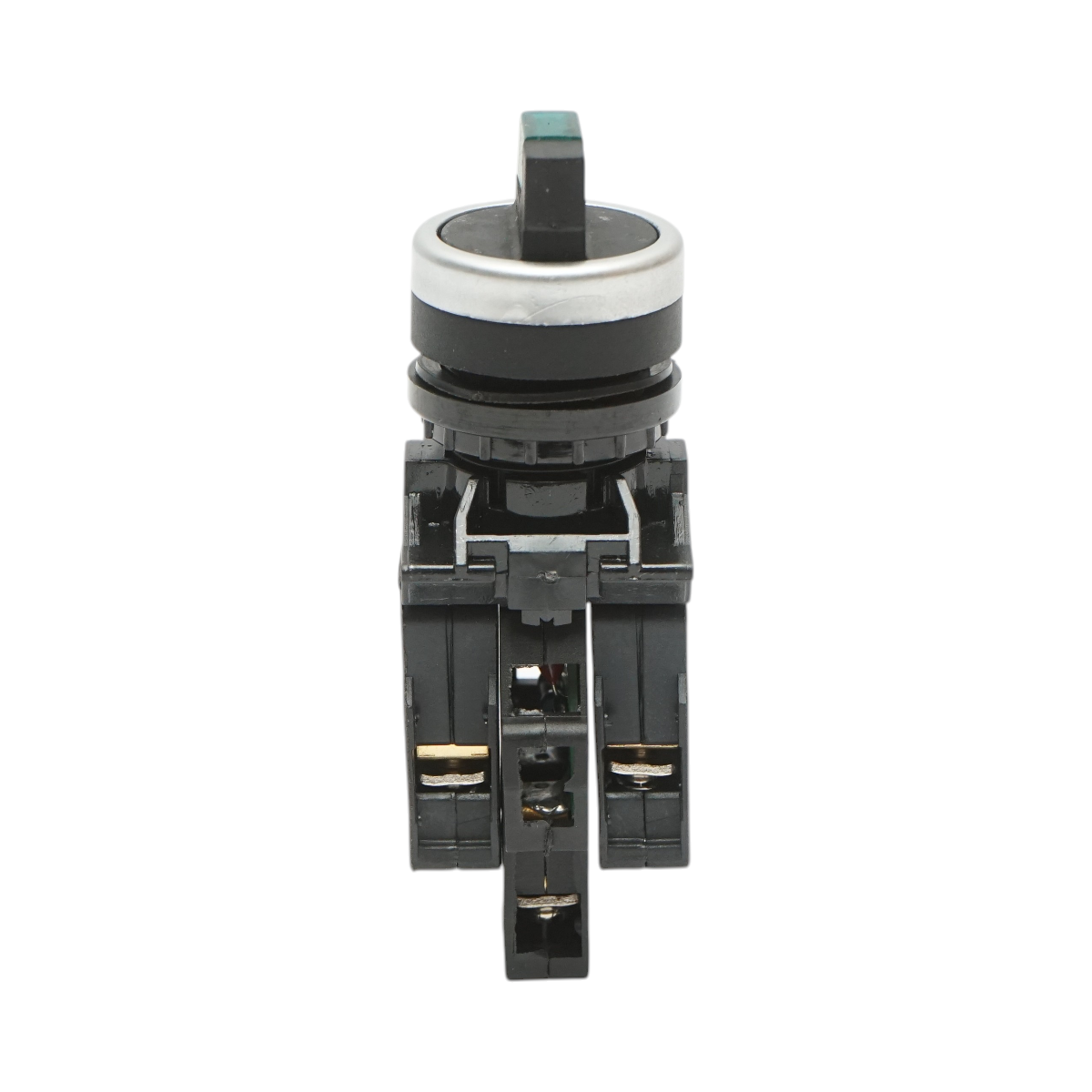 Buton selector iluminat 220V AC LED verde cu 2 pozitii 1NO+1NC, 10A/600V AC, 1A/250V DC LA42 Breckner Germany