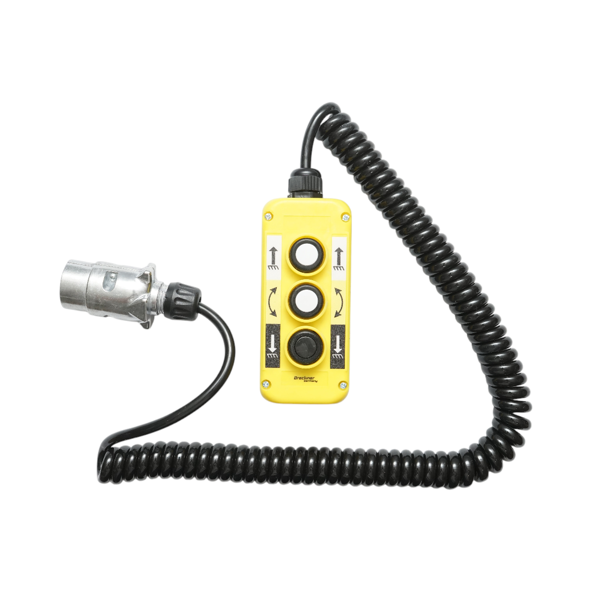 Telecomanda industriala cu 3 comenzi, cablu spiral si fisa priza 7 pini Breckner Germany