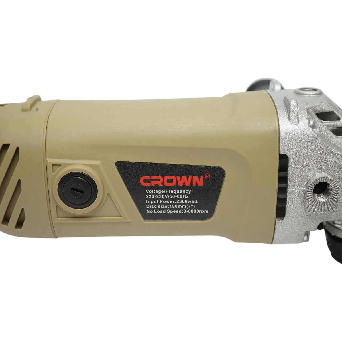 Polizor unghiular Crown 2300W, 220-230V, 50/60Hz, disc max 180mm, turatie 0-8000 r/min, maner auxiliar PP, cheie, imbus, aparatoare disc