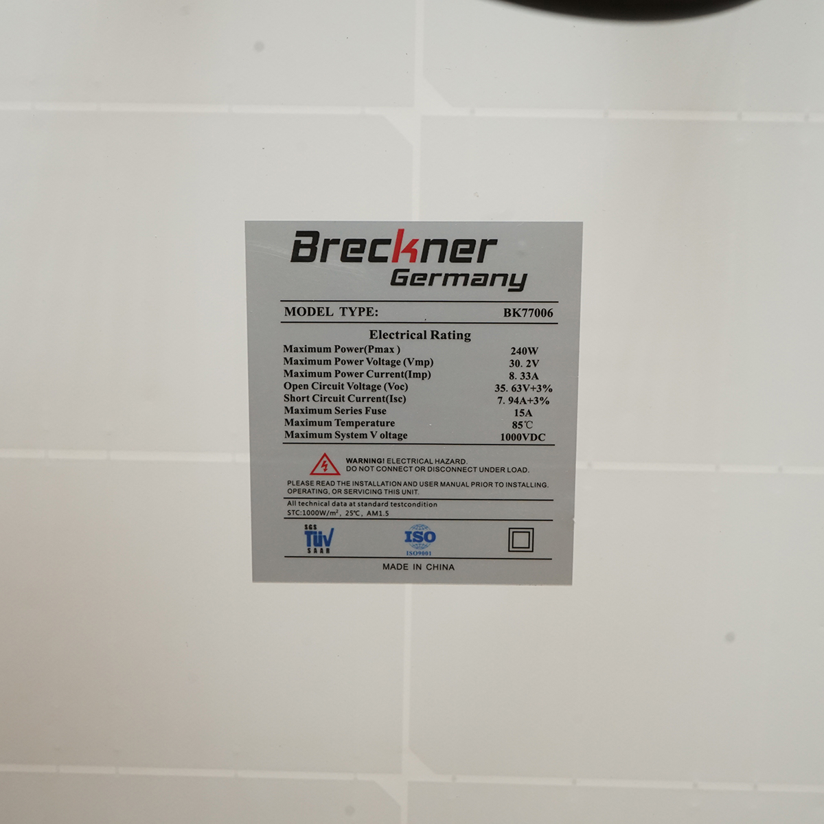 Panou solar 240W Breckner Germany fotovoltaic monocristalin 1350x808x35 mm