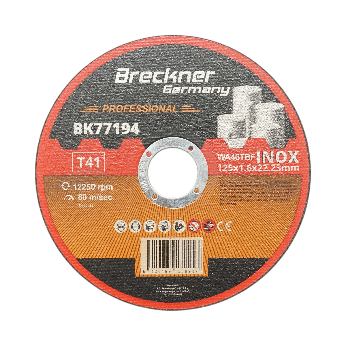 Panza disc flex pentru taiat si polizat inox T41 125x1.6x22mm Breckner Germany