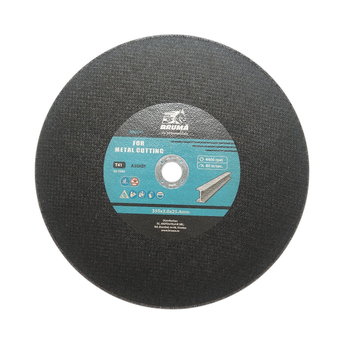 Panza disc flex T41 pentru taiat si polizat metal, 355x3.0x25.4 mm, turatie max 4400 rpm