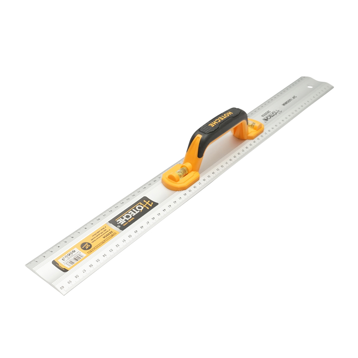 Rigla aluminiu Hoteche 600 mm, latime 59 mm, cu maner ABS si 2 nivele vertical/orizontal