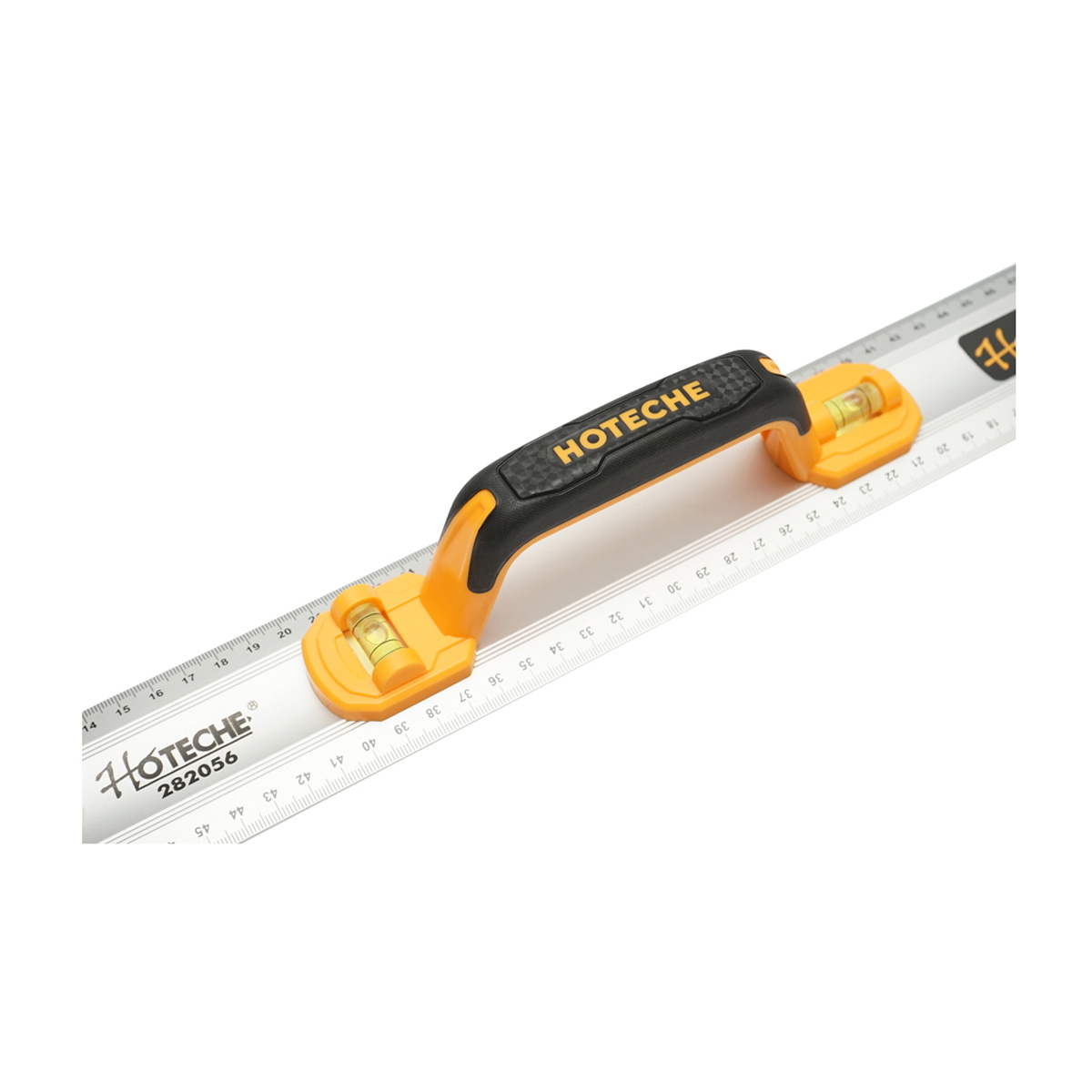 Rigla aluminiu Hoteche 600 mm, latime 59 mm, cu maner ABS si 2 nivele vertical/orizontal