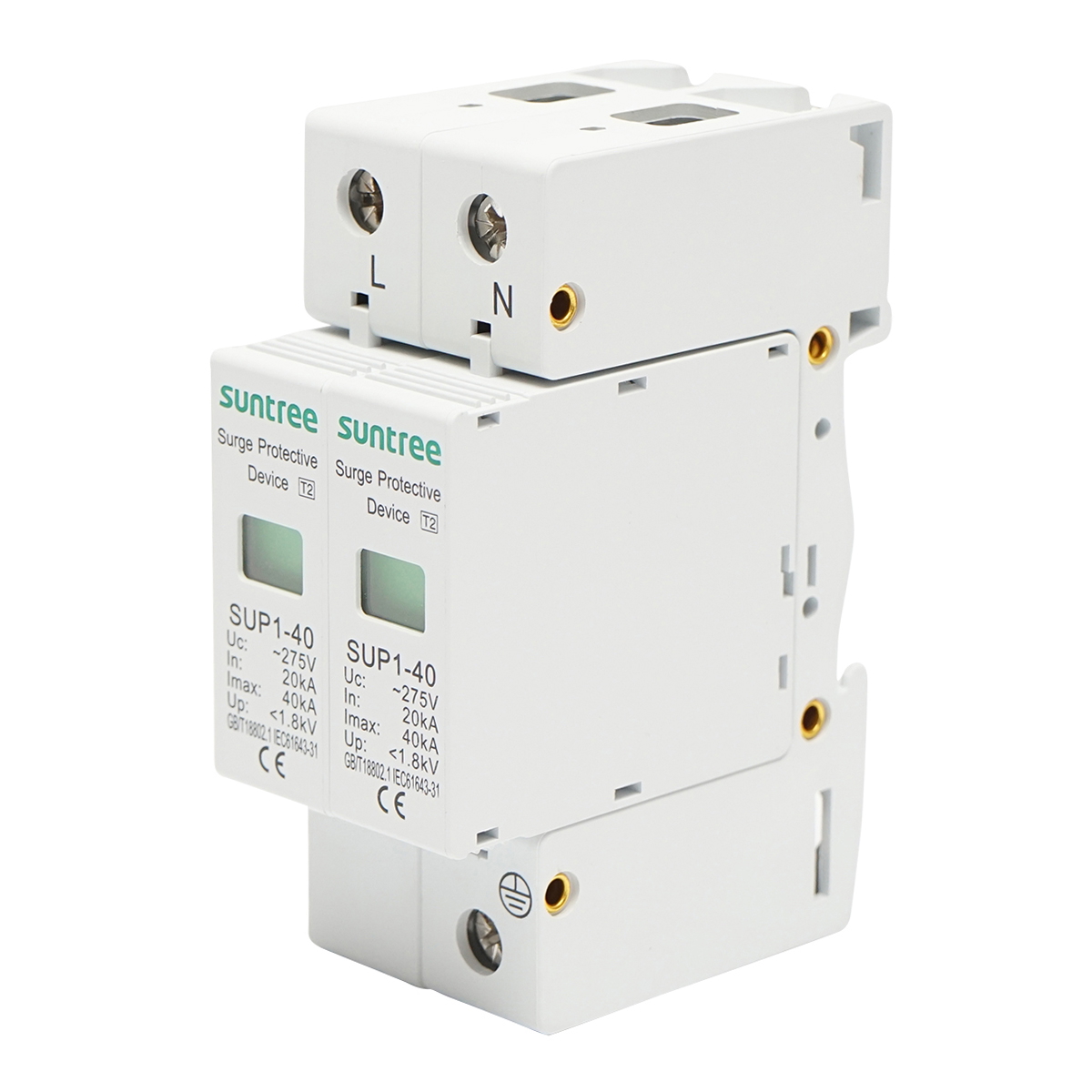 Descarcator la supratensiune cu semnalizare 2P ACSPD 230VDC 2040KA Suntree