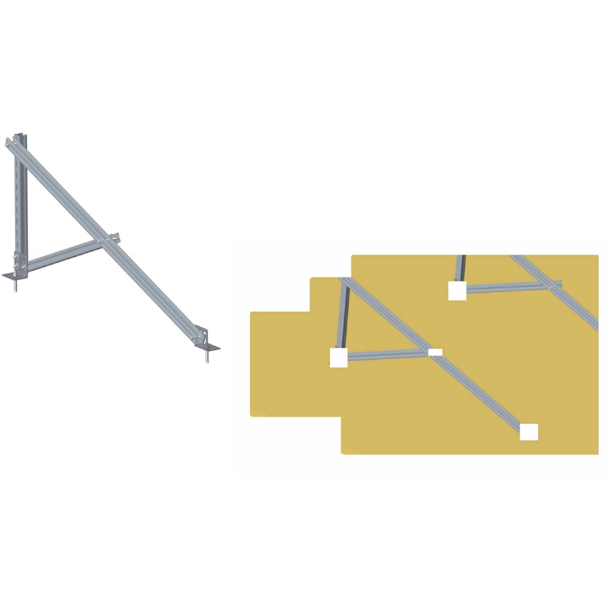 Sistem complet montare, structura pe beton pentru 4 panouri solare fotovoltaice cu unghi 20 grade Breckner Germany