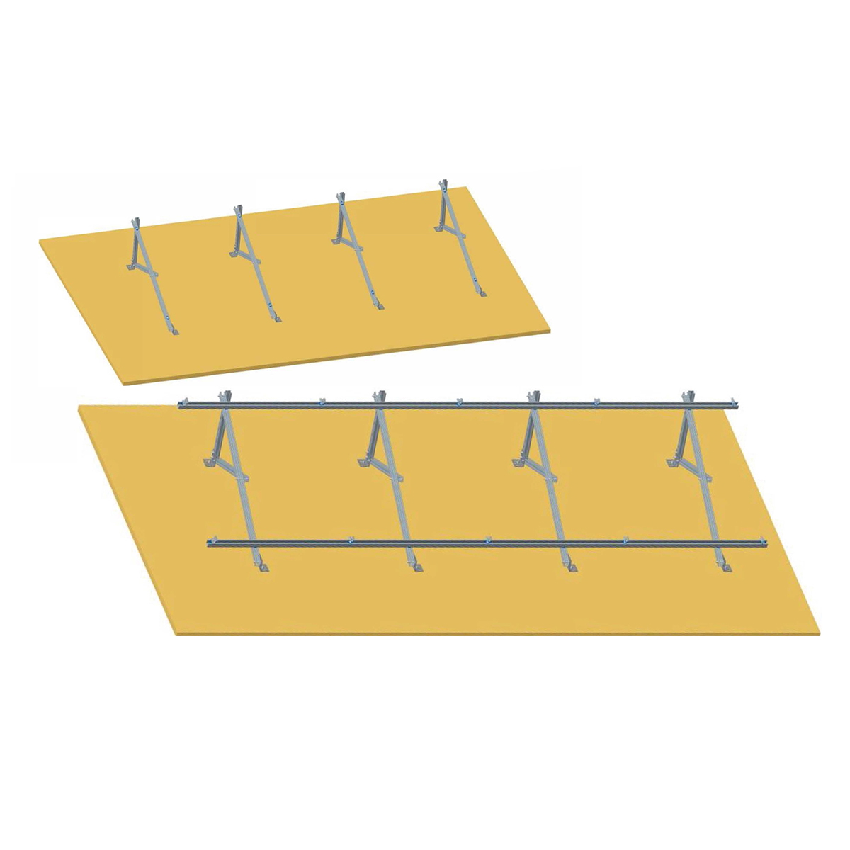 Sistem complet montare, structura pe beton pentru 4 panouri solare fotovoltaice cu unghi 20 grade Breckner Germany