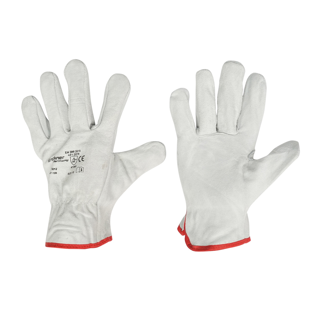 Manusi de lucru din piele bovina, marime 10, culoare gri, standard EN 388