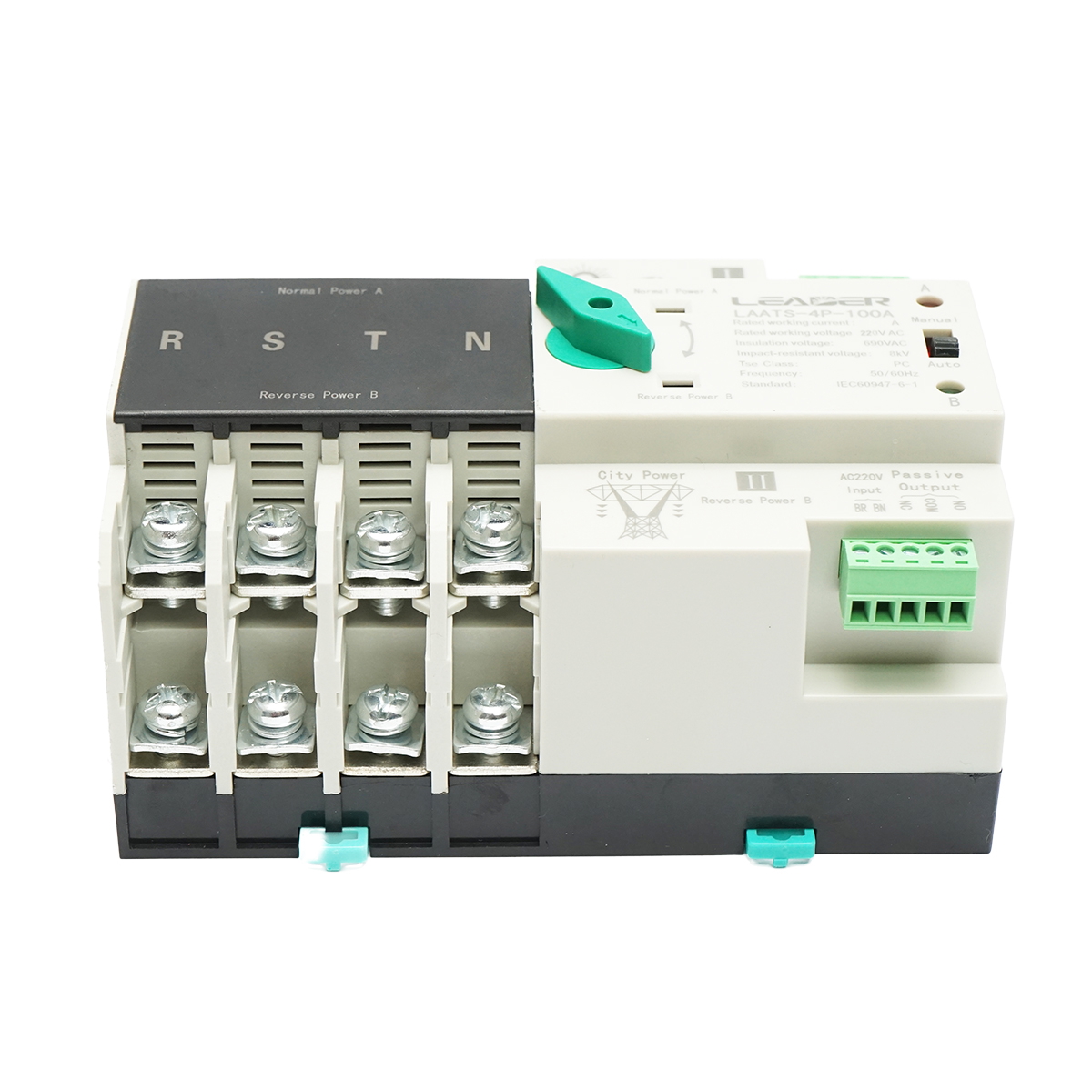 Comutator ATS trifazat 400V Dual Power, separator automat de la panouri fotovoltaice la retea ATS-4P-63A Leader