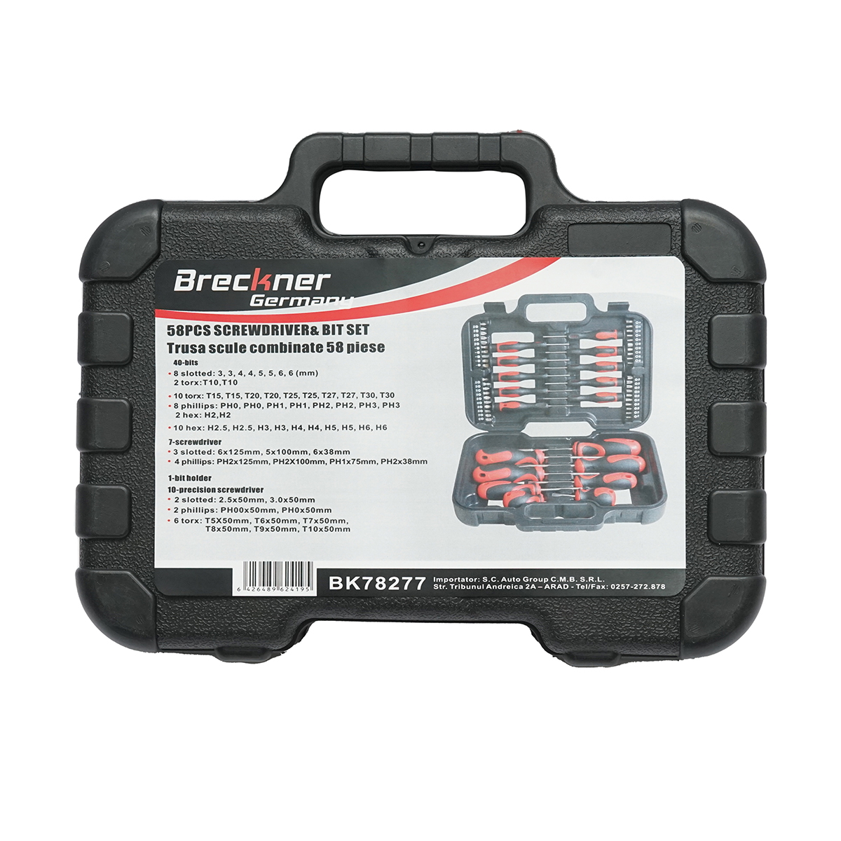 Trusa surubelnite si biti combinate 58 piese Breckner Germany