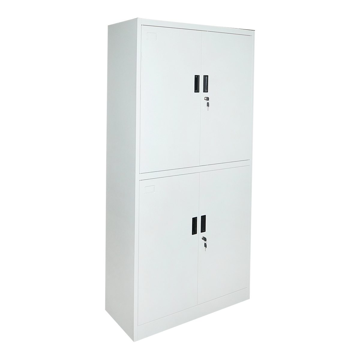 Dulap metalic cu 4 usi pline securizate, 1800 x 900 x 400 mm, cu cheie, RAL7035, livrare nemontat