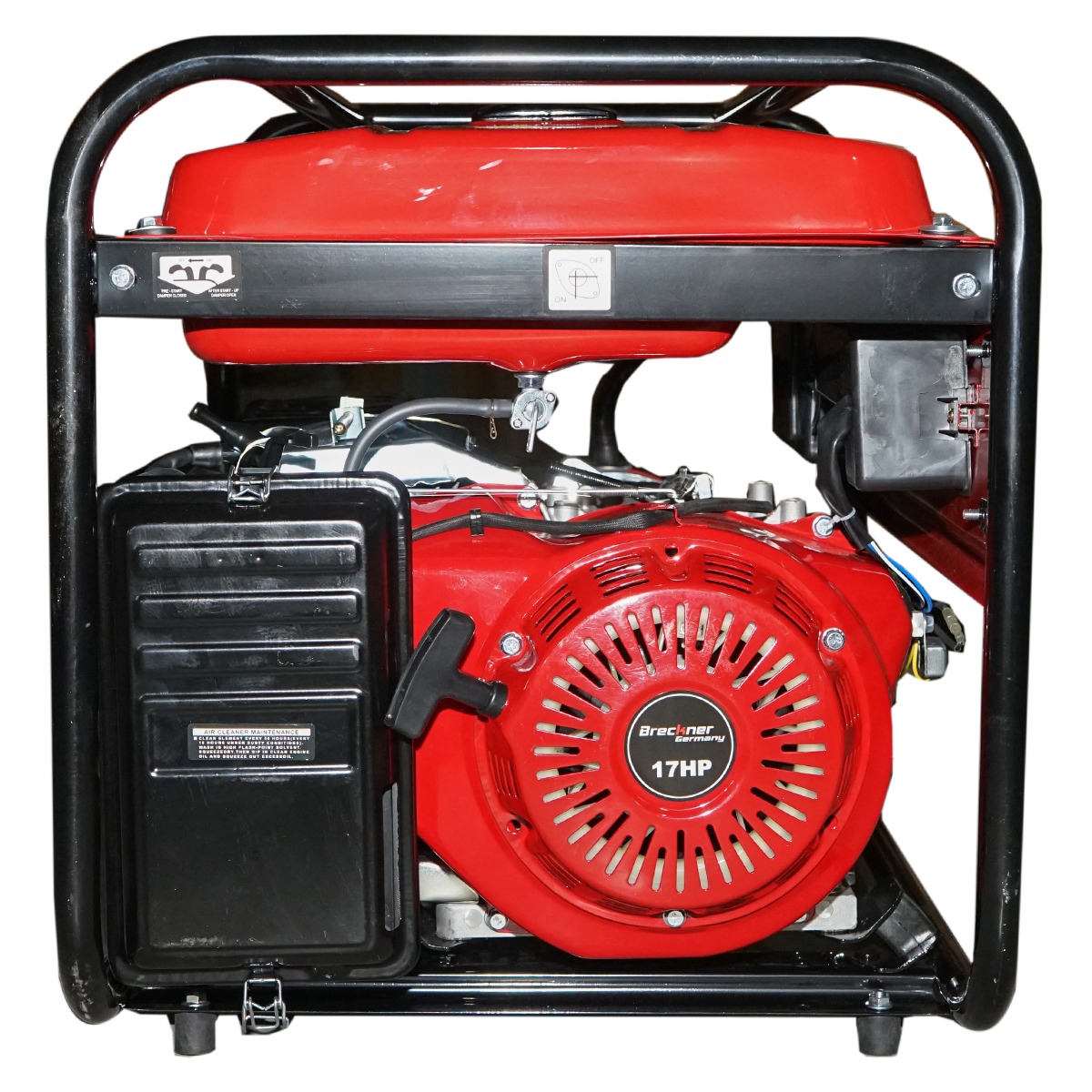 Generator electric Breckner Germany 7.5 kW / 220 V, benzina, motor 17 CP, pornire sfoara, rezervor 25 L, 3 prize monofazice 220 V, 700x535x550 mm, 75 kg