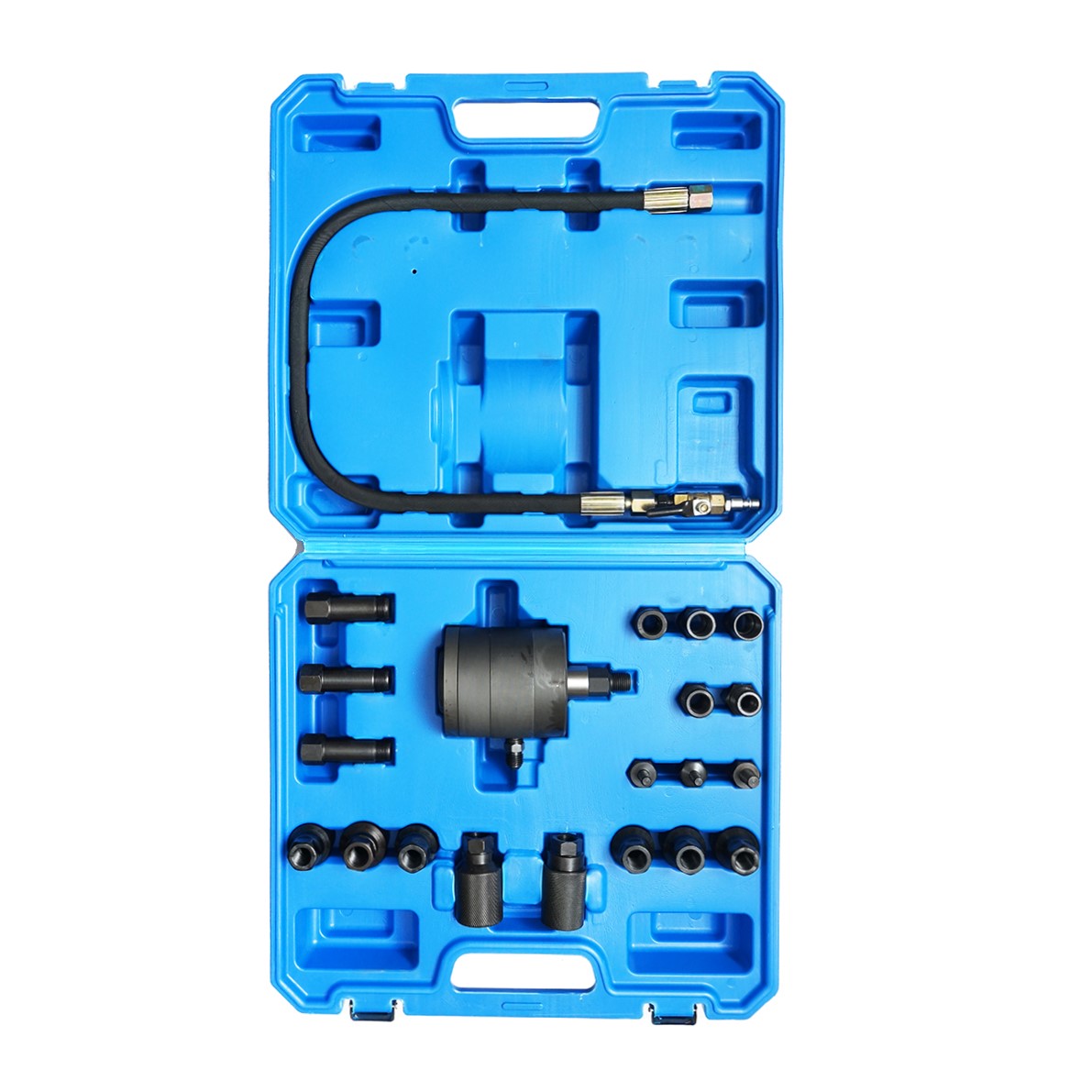 Trusa extractor pneumatic injectoare universal Breckner Germany, pentru injectoare Bosch Delphi Denso Siemens, adaptoare M8-M31, cuplu 20-30 Nm, presiune 5-8 bar