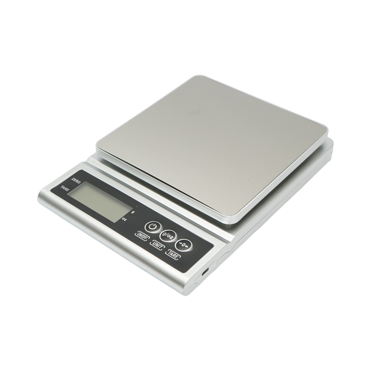 Cantar electronic de bucatarie 10 kg, platforma inox, display LCD, incarcare USB, 2 x AAA, 201 x 150 x 30 mm, greutate minima 1 g, functii tara si oprire automata