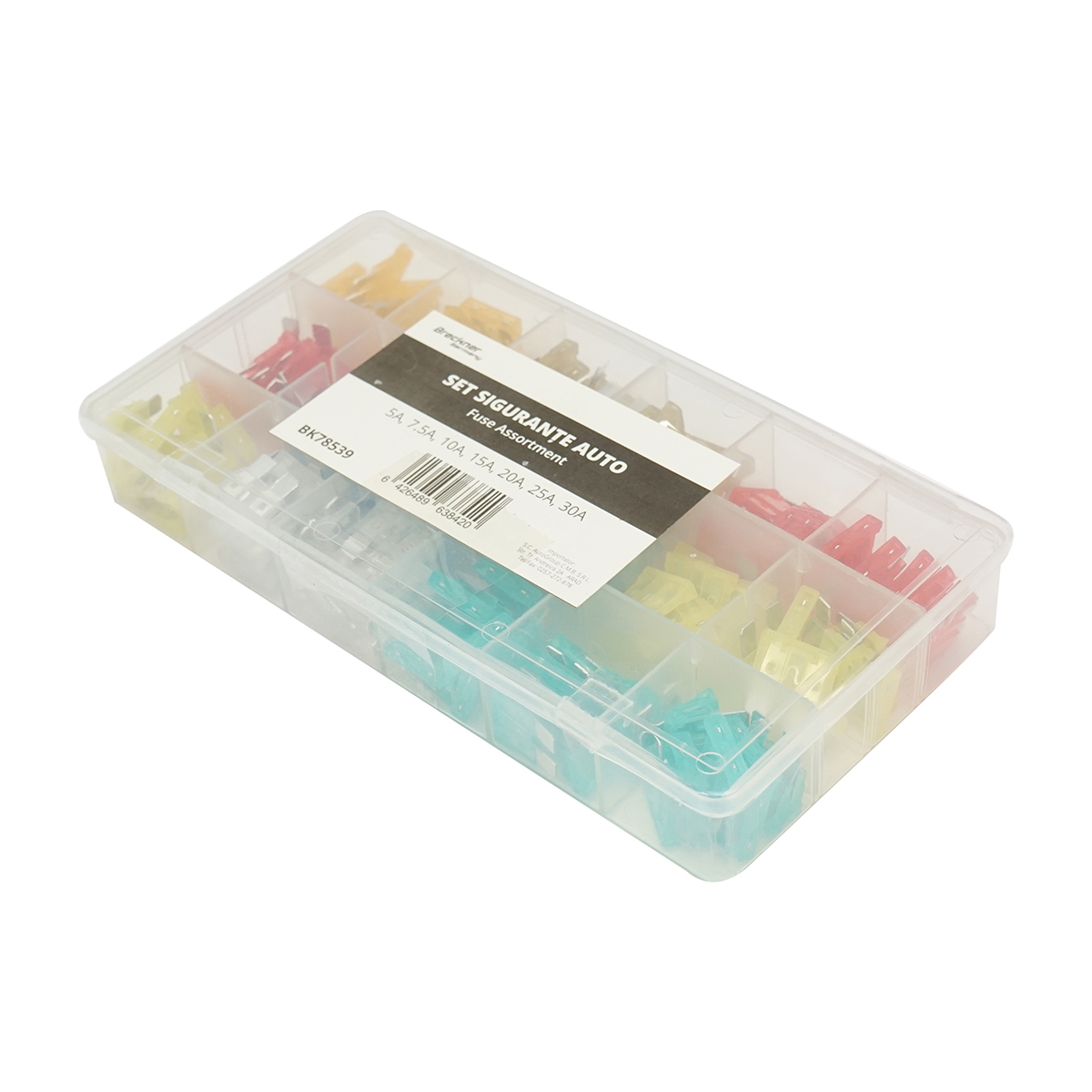 Set 70 sigurante auto standard combinate Breckner Germany, 5A-30A (10 buc x 5A, 7.5A, 10A, 15A, 20A, 25A, 30A)