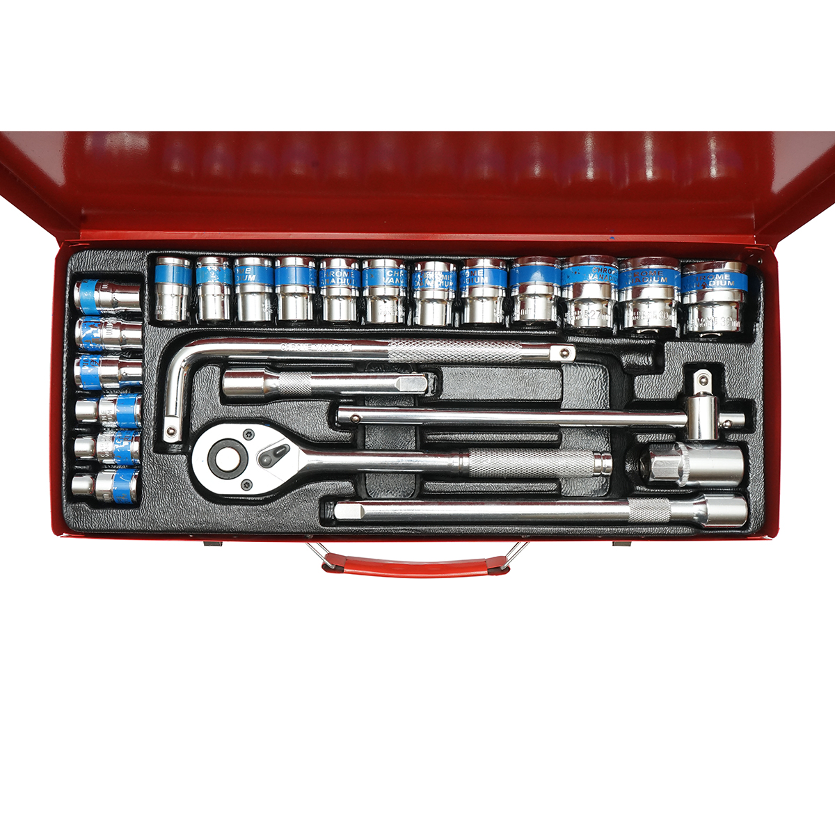 Trusa chei tubulare 1/2 inch 8-32mm, 25 piese Breckner Germany, clichet eliberare rapida, extensii 5 si 10 inch, articulatie universala, bara L, bara culisanta, valiza transport