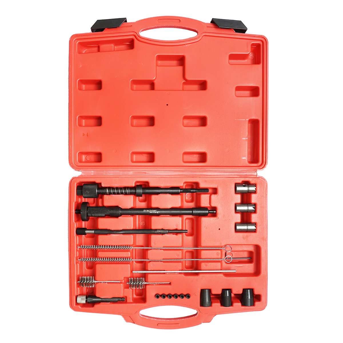 Trusa freze curatare scaune injectoare 21 piese Breckner Germany, KIT curatare locas injector, freze 180 /120 17 mm, 15-17 mm, 17-19 mm, mansoane centrare 18-20.5/ 16-21.5/ 18-24.5 mm