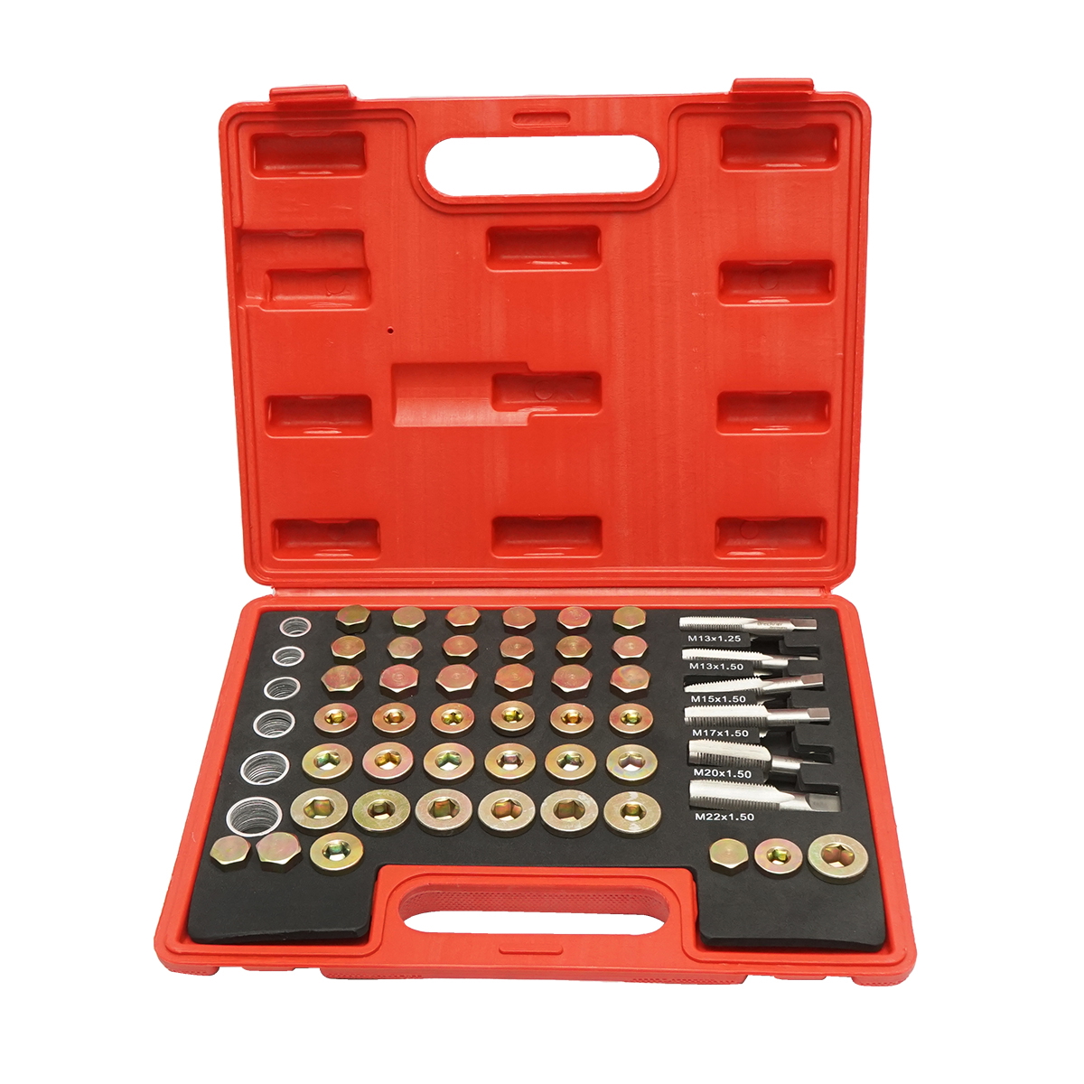 Trusa reparat filet buson scurgere baie ulei 120 piese Breckner Germany, 6 tarozi M13-M22, dopuri si saibe, pentru baie ulei/cutie viteze/diferential, Audi VW BMW Ford Opel Renault Toyota Volvo