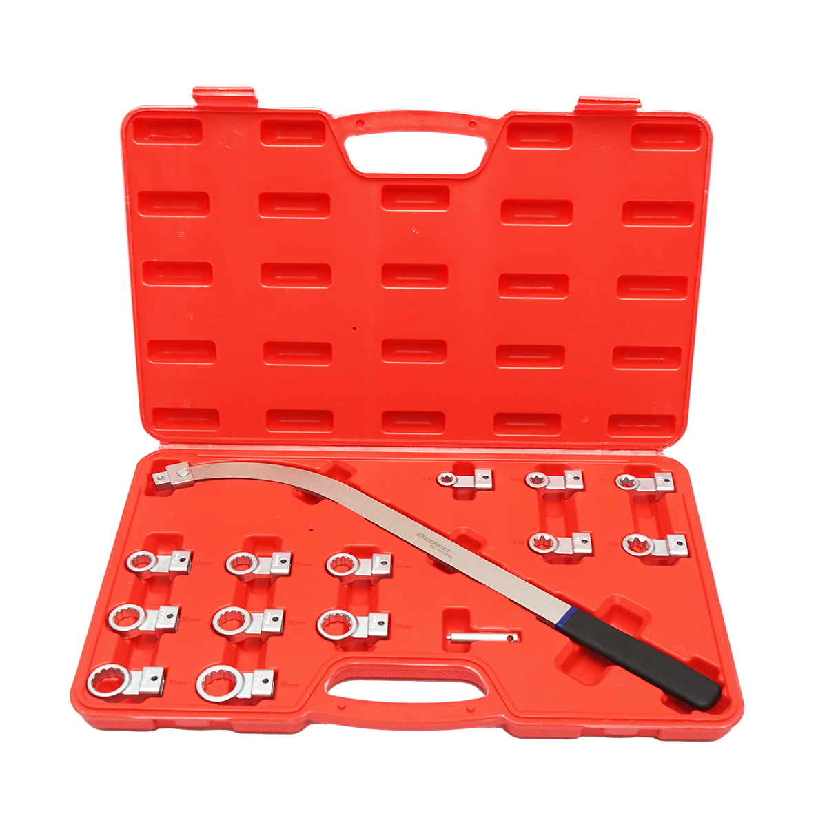 Trusa cheie tensionare role intinzatoare curele distributie Breckner Germany, 14 piese, adaptoare TORX E10-E18 si 12 canturi 12-19 mm