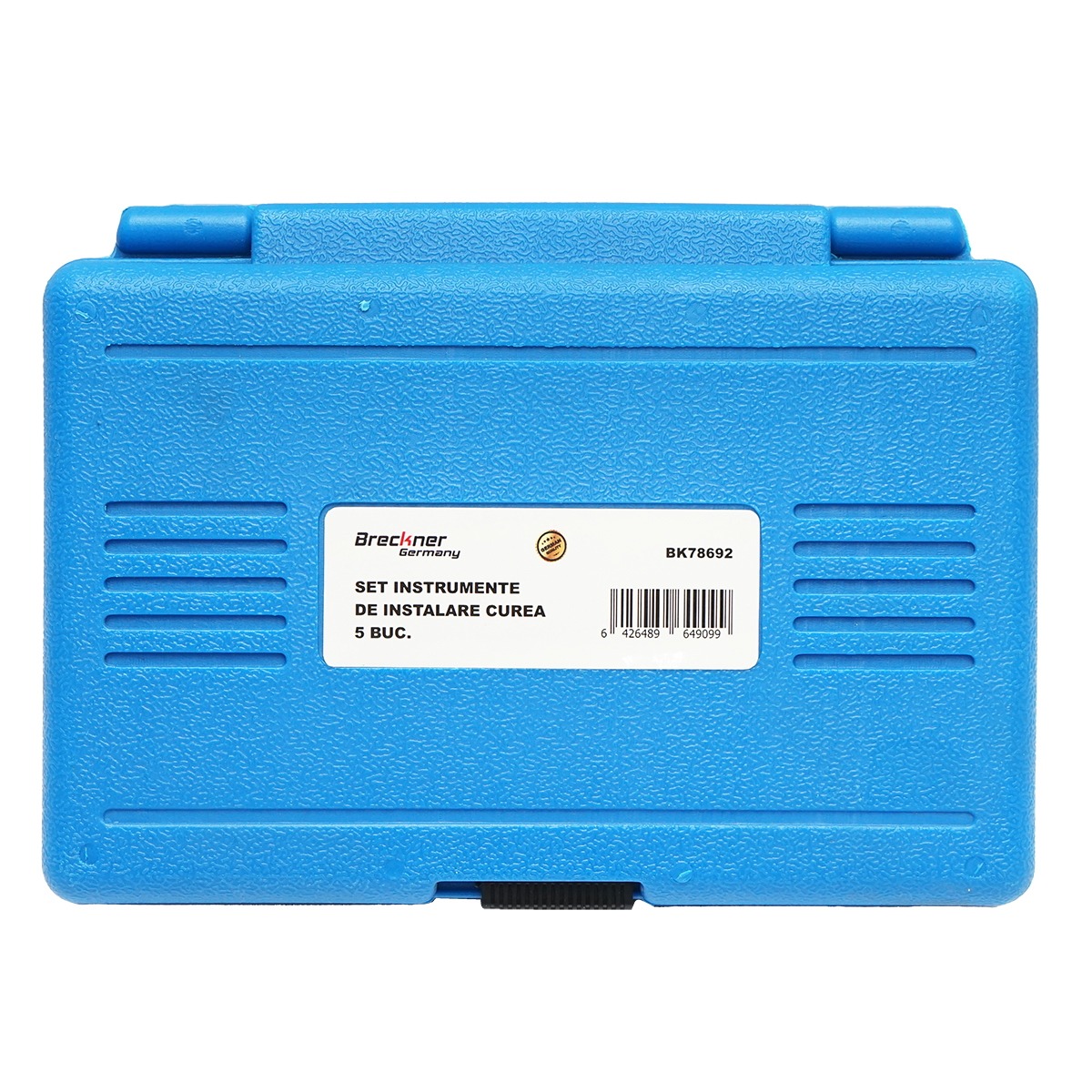 Trusa montat/demontat curele elastice 5 piese Breckner Germany, 3 adaptoare cu stifturi stabilizare, compatibil BMW, Citroen, Fiat, Ford, Iveco Daily, Mazda, Mercedes Sprinter/Vito/Viano, Peugeot, Volvo