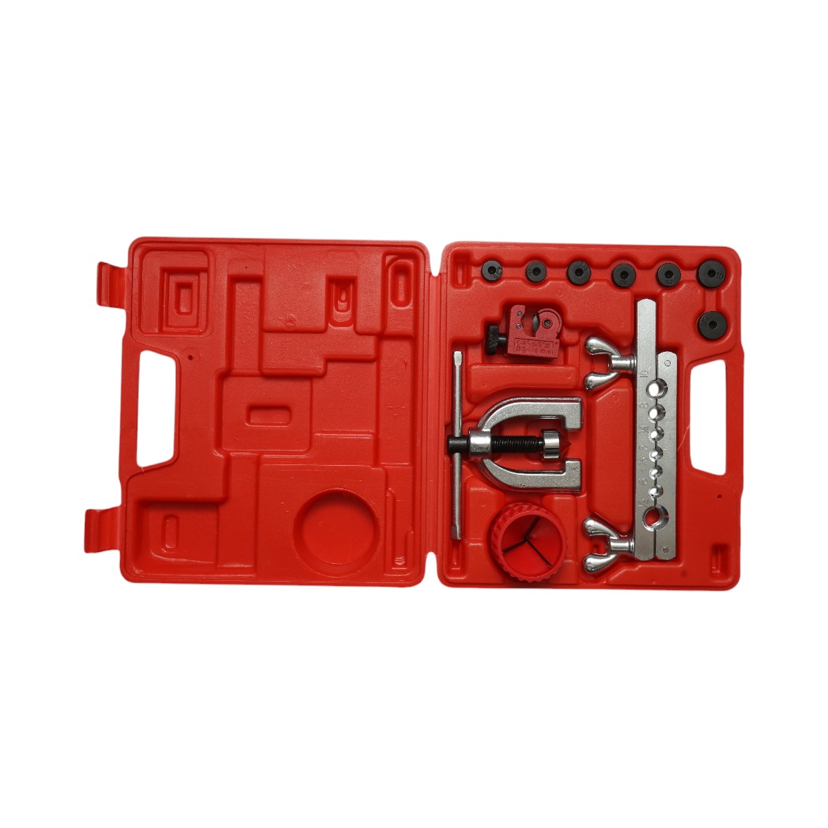 Trusa bercuit conducte frana/tevi 11 piese Breckner Germany, cu taietor 1/8-5/8 (3-16 mm) si debavurator, pentru cupru/aluminiu, grosime perete max 1 mm, falci/duze 4.75, 5, 1/4, 6, 8, 10, 1/2