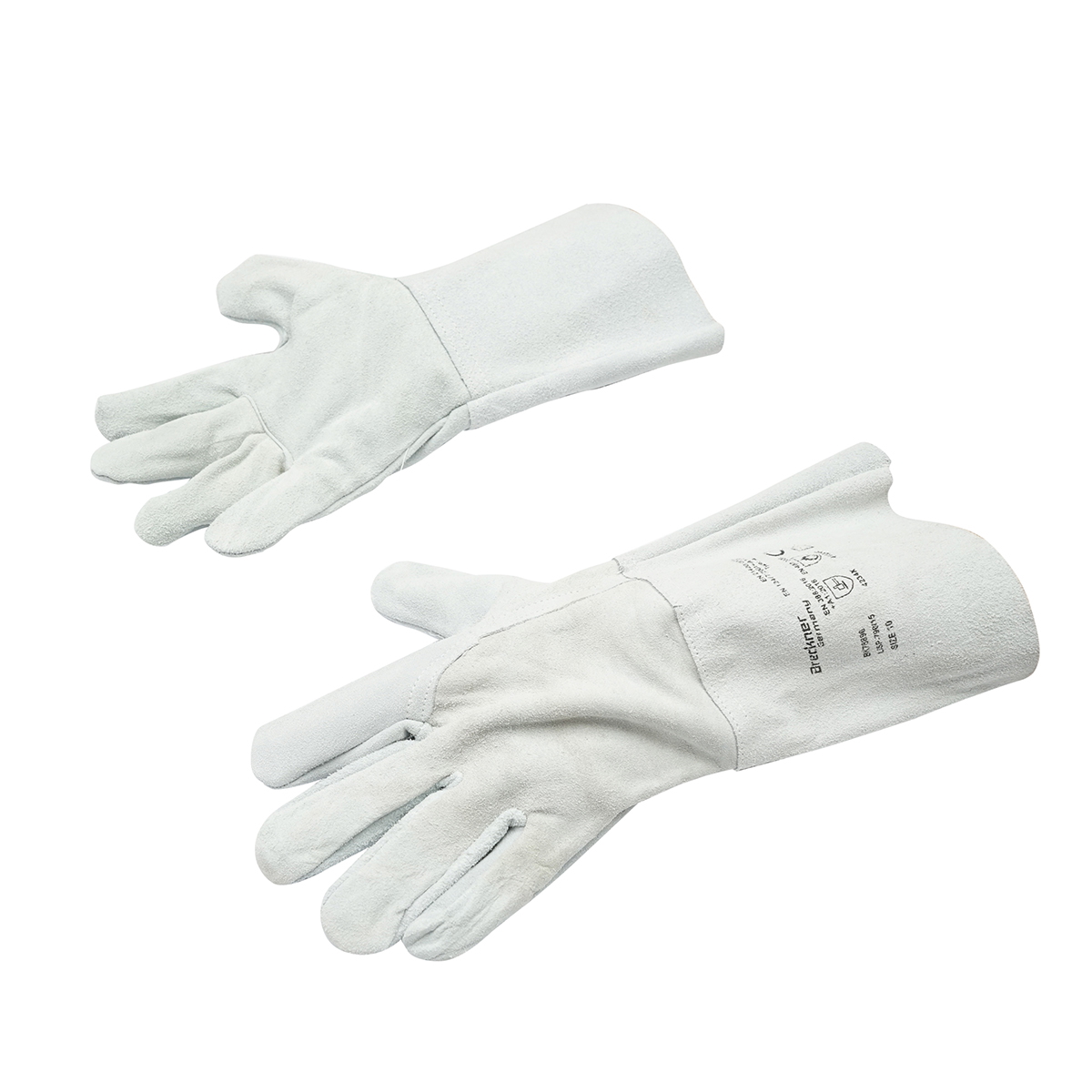 Manusi de sudura Breckner Germany, piele bovina ALB, marimea 10, lungime 35 cm, manseta protectie 15 cm