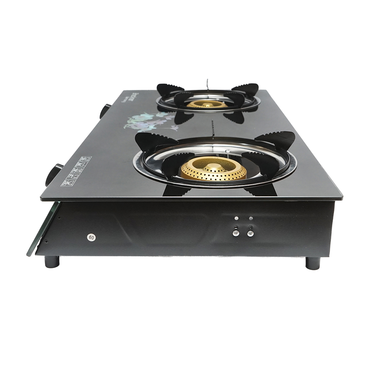 Aragaz/plita cu 2 arzatoare din fonta Breckner Germany, 2.5 kW, sticla securizata, aprindere automata piezo, intrerupator, consum 0.50 kg/h L.P.G, 700x380x94 mm, 5.76 kg